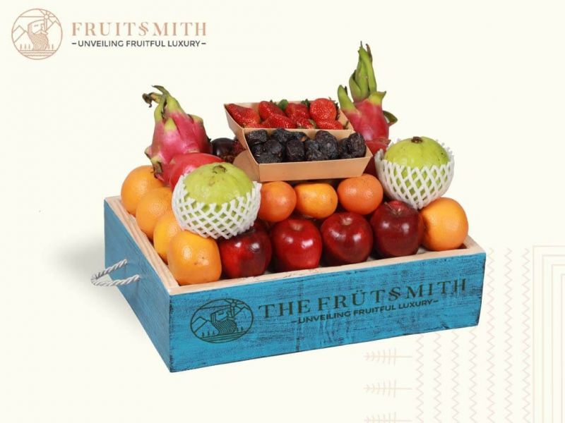 Fresh Imported Sweet Fruit and Treats Gift Hamper Basket by Fruitsmith for friends, family, and loved ones