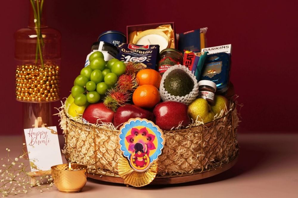 Diwali fruitilicious metal hamper
